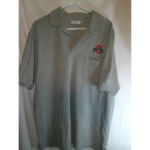 Vintage‎ ENRO Ohio State Buckeyes Polo Shirt Pocket Short Sleeve Gray Size XL